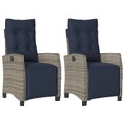 vidaXL Reclining Garden Chairs 2 pcs with Footrest Grey Poly Rattan