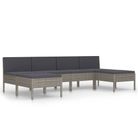 vidaXL 6 Piece Patio Lounge Set with Cushions Poly Rattan Gray