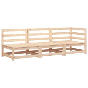 vidaXL Garden Sofa 3-Seater Solid Wood Pine