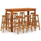 vidaXL 9 Piece Patio Bar Set Solid Wood Acacia
