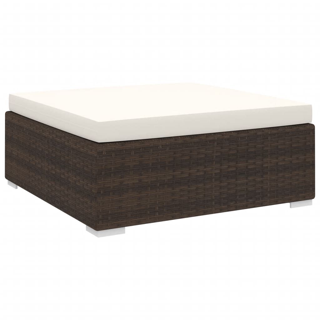vidaXL Sectional Footrest with Cushion Poly Rattan Brown