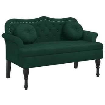 vidaXL Bench with Cushions Dark Green 47.4x25.6x29.5" Velvet