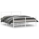 vidaXL Metal Bed Frame without Mattress with FootboardÂ White 59.1"x78.7"