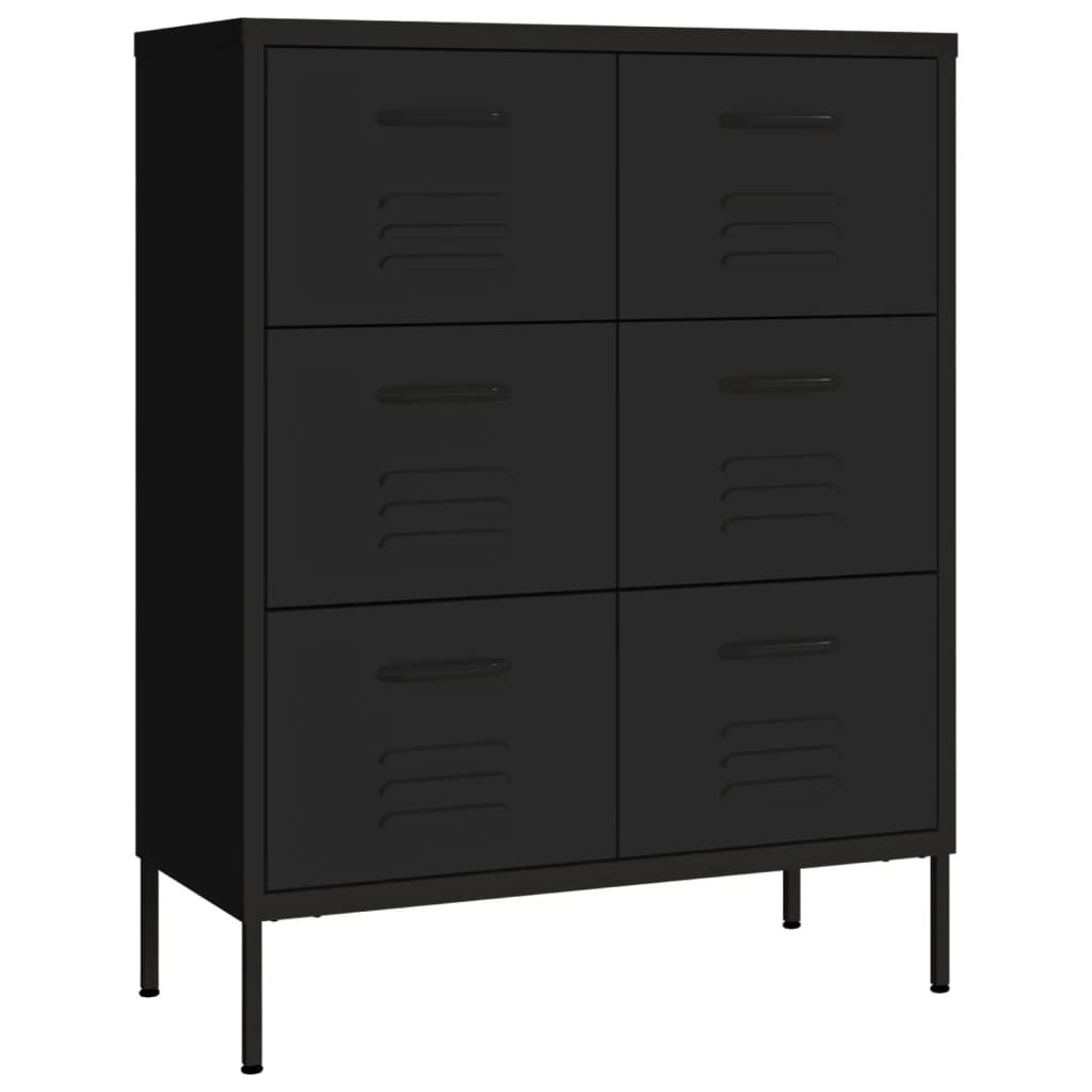 vidaXL Drawer Cabinet Black 31.5"x13.8"x40" Steel
