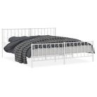 vidaXL Metal Bed Frame without Mattress with FootboardÂ White 76"x79.9"