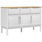 vidaXL Sideboard FLORO White 44.9"x16.9"x29.1" Solid Wood Pine