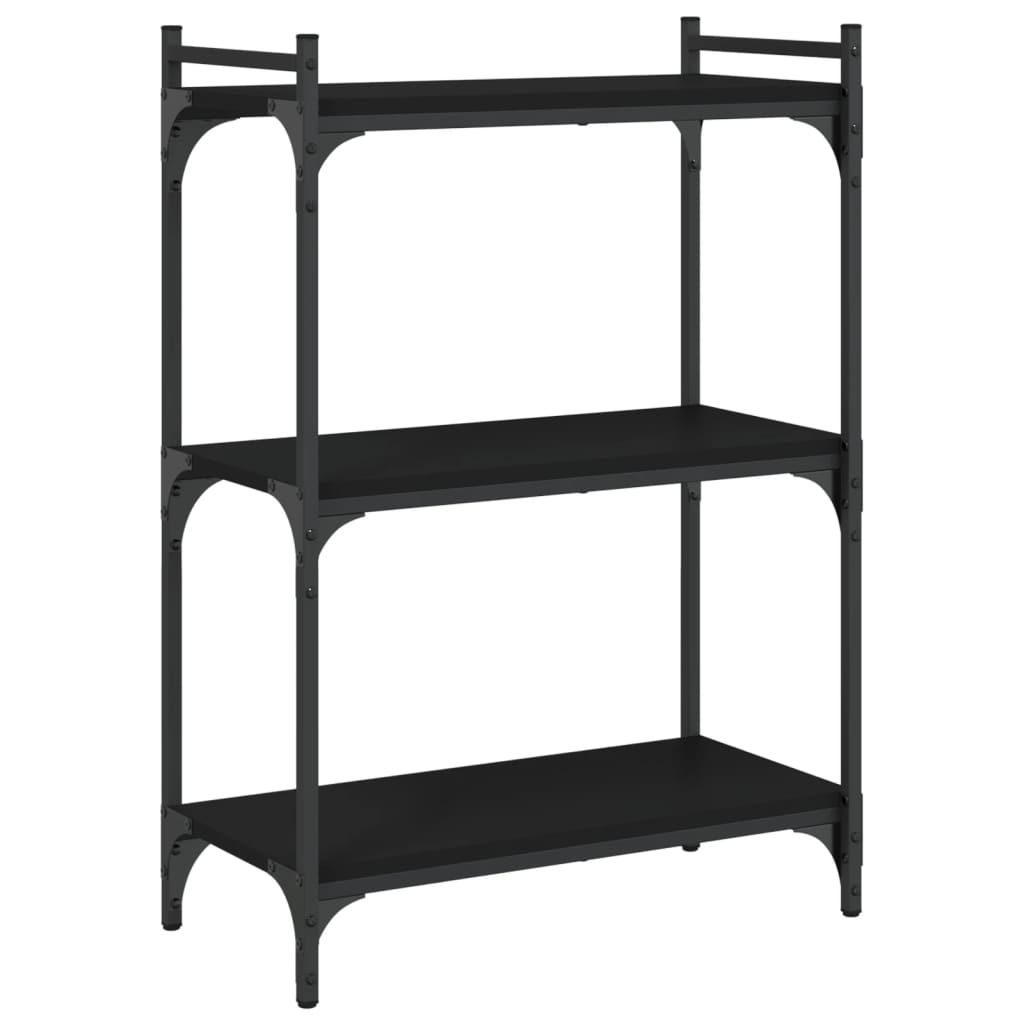 vidaXL Bookcase 3-Tier Black 23.6"x11.8"x33.9" Engineered Wood