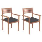 vidaXL Patio Chairs 2 pcs with Anthracite Cushions Solid Teak Wood