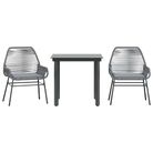 vidaXL 3 Piece Garden Dining Set with Cushions Grey Poly Rattan Glass