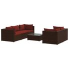 vidaXL 6 Piece Garden Lounge Set with Cushions Poly Rattan Brown
