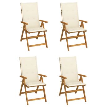 vidaXL Garden Reclining Chairs 4 pcs with Cushions Solid Acacia Wood