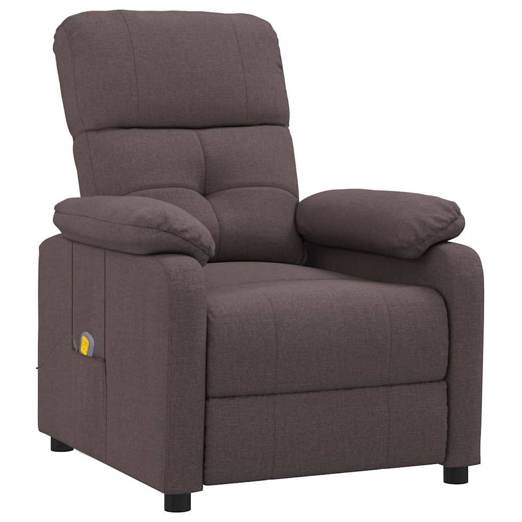 vidaXL Massage Recliner Dark Brown Fabric