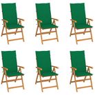 vidaXL Garden Chairs 6 pcs with Green Cushions Solid Teak Wood