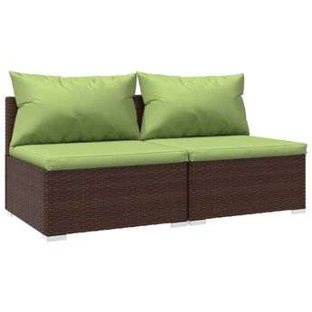 vidaXL 2 Piece Garden Lounge Set with Cushions Poly Rattan Brown