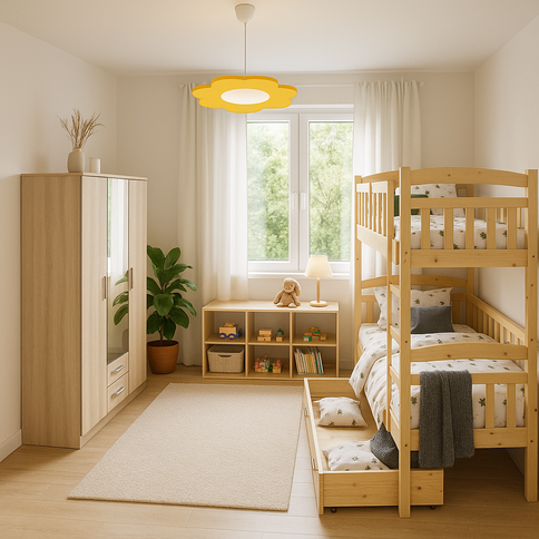 Modern children's room in beige tones