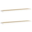 vidaXL Floating Wall Shelves 2 pcs Oak and White 47.2"x9.3"x1.5" MDF