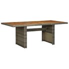 vidaXL Patio Table Brown Poly Rattan and Solid Acacia Wood