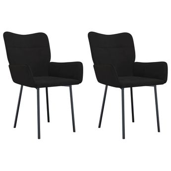 vidaXL Dining Chairs 2 pcs Black Velvet
