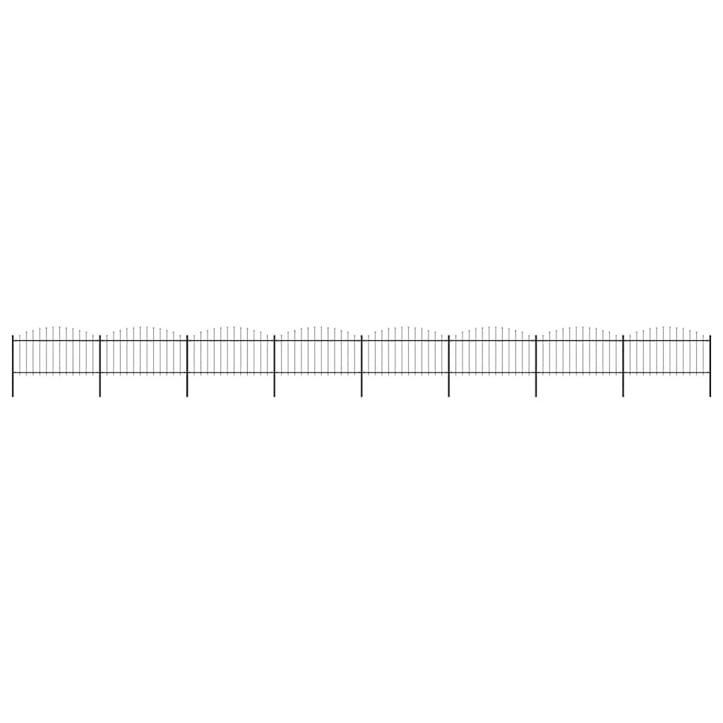 vidaXL Garden Fence with Spear Top Steel 1426x150 cm Black