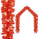 vidaXL Christmas Garland with LED Lights 33 ft Red