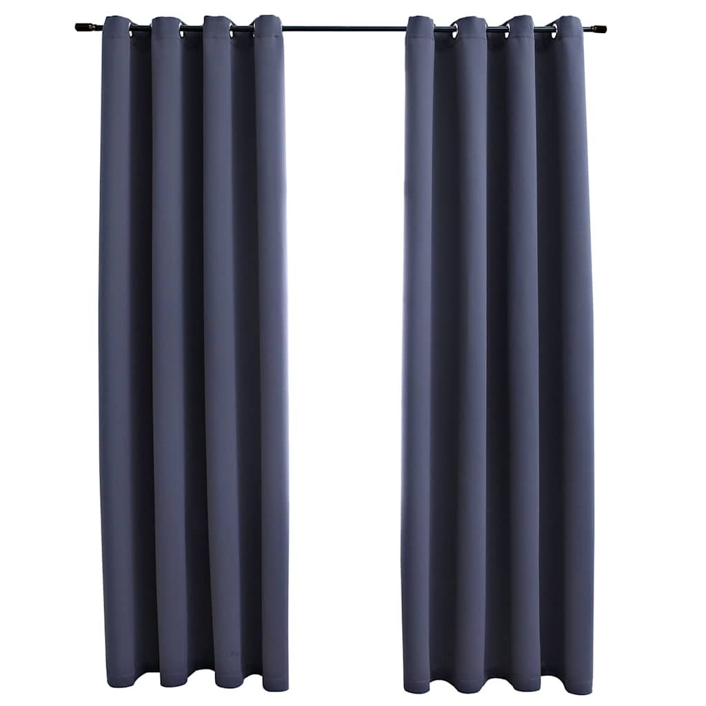 vidaXL Blackout Curtains with Rings 2 pcs Anthracite 54"x95" Fabric