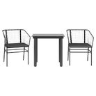 vidaXL 3 Piece Garden Dining Set with Cushions Black Poly Rattan Glass