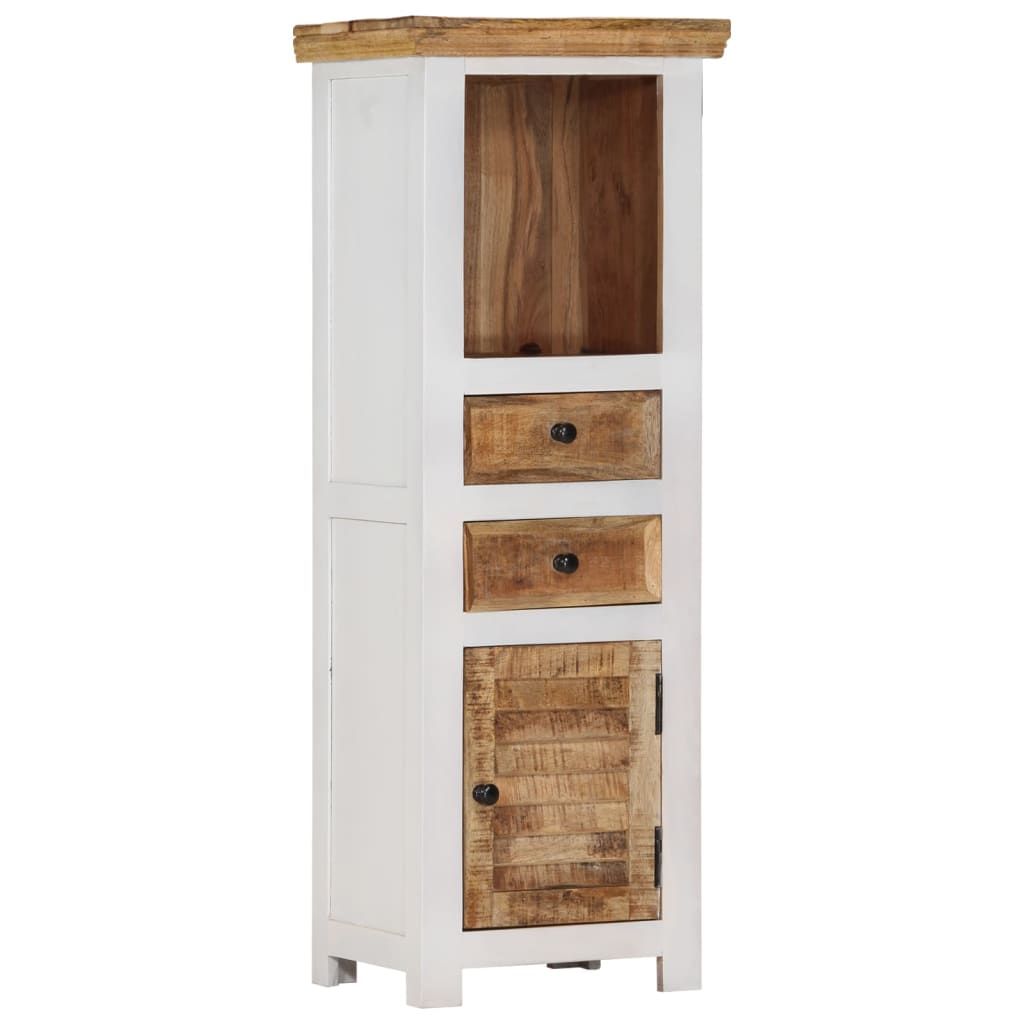 vidaXL Highboard Brown&White 40x30x110 cm Solid Wood Mango and Acacia
