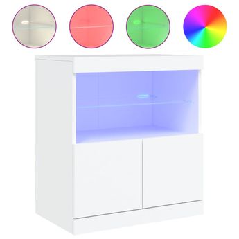 vidaXL Sideboard with LED Lights White 23.6"x14.6"x26.4"