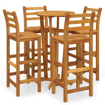 vidaXL 5 Piece Patio Bar Set Solid Wood Acacia