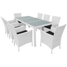 vidaXL 9 Piece Patio Dining Set Poly Rattan Cream White