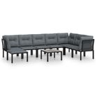 vidaXL 9 Piece Garden Lounge Set Black and Grey Poly Rattan