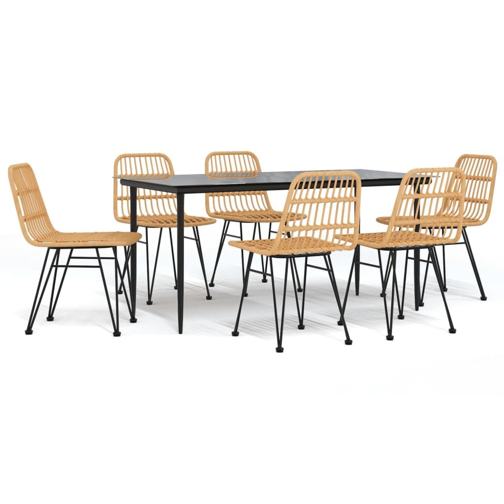 vidaXL 7 Piece Garden Dining Set Poly Rattan
