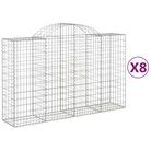 vidaXL Arched Gabion Baskets 8 pcs 200x50x120/140 cm Galvanised Iron
