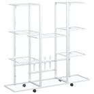 vidaXL Flower Stand with Wheels 94.5x24.5x91.5 cm White Iron