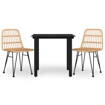 vidaXL 3 Piece Garden Dining Set Poly Rattan