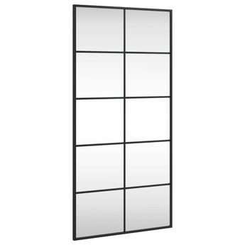 vidaXL Wall Mirror Black 19.7"x39.4" Rectangle Iron