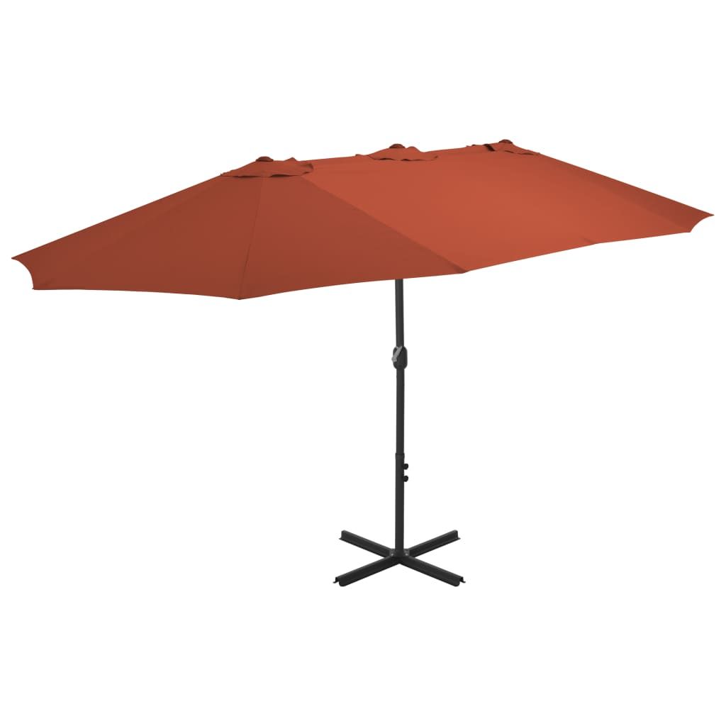 vidaXL Garden Parasol with Aluminum Pole 181.1"x106.3" Terracotta