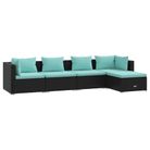 vidaXL 5 Piece Patio Lounge Set with Cushions Poly Rattan Black