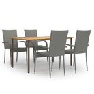 vidaXL 5 Piece Garden Dining Set Poly Rattan Grey