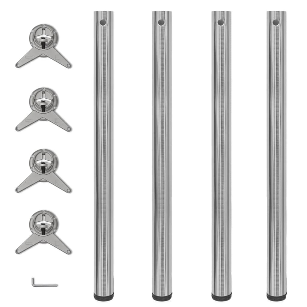 vidaXL 4 Height Adjustable Table Legs Brushed Nickel 34.3"