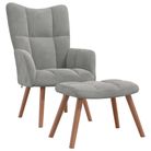 vidaXL Relaxing Chair with a Stool Light Gray Velvet