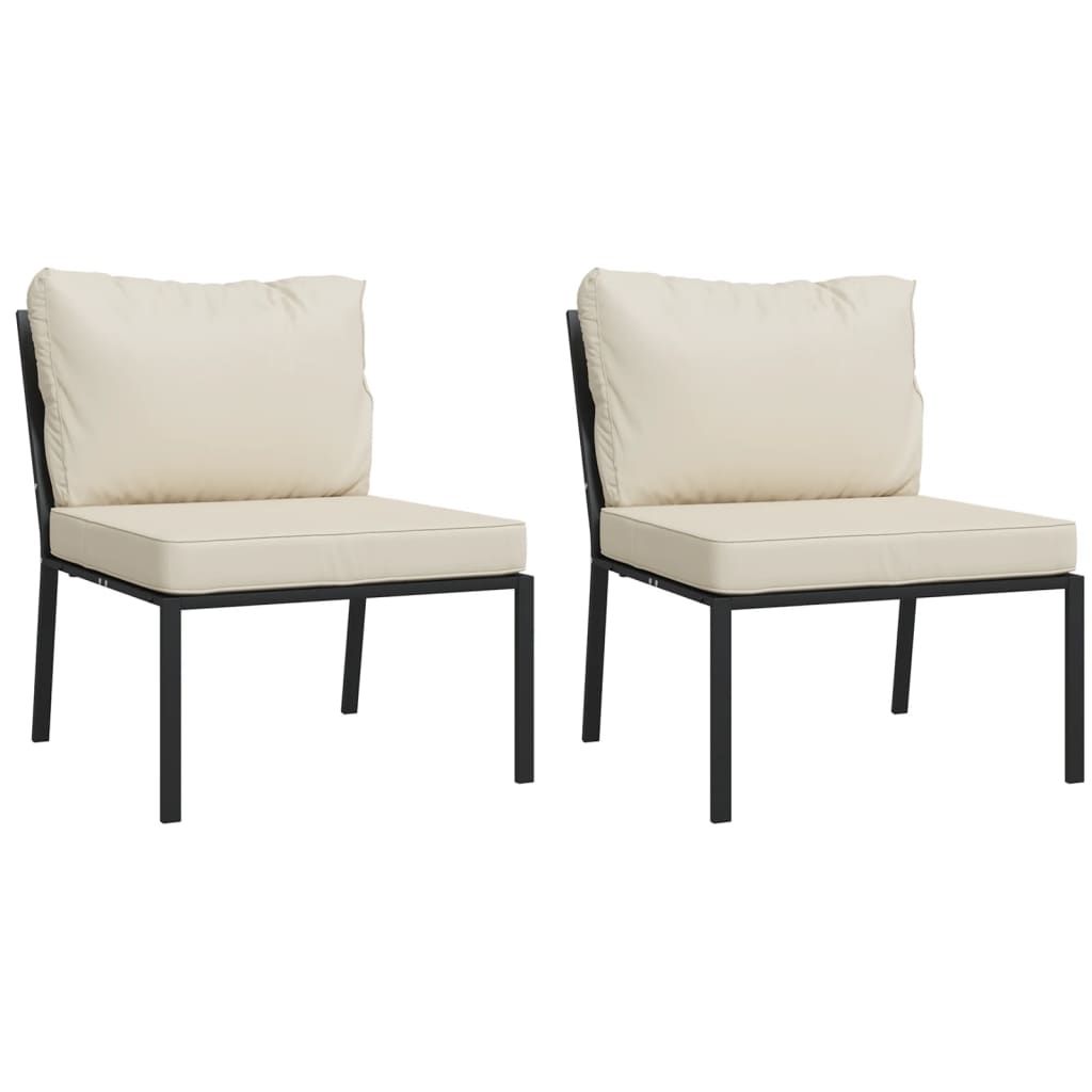 vidaXL Garden Chairs with Sand Cushions 2 pcs 60x74x79 cm Steel