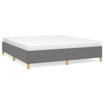 vidaXL Bed Frame without Mattress Dark Gray 76"x79.9" King Fabric