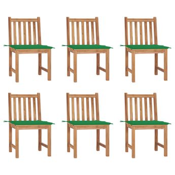 vidaXL Patio Chairs 6 pcs with Cushions Solid Teak Wood