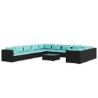 vidaXL 12 Piece Patio Lounge Set with Cushions Poly Rattan Black
