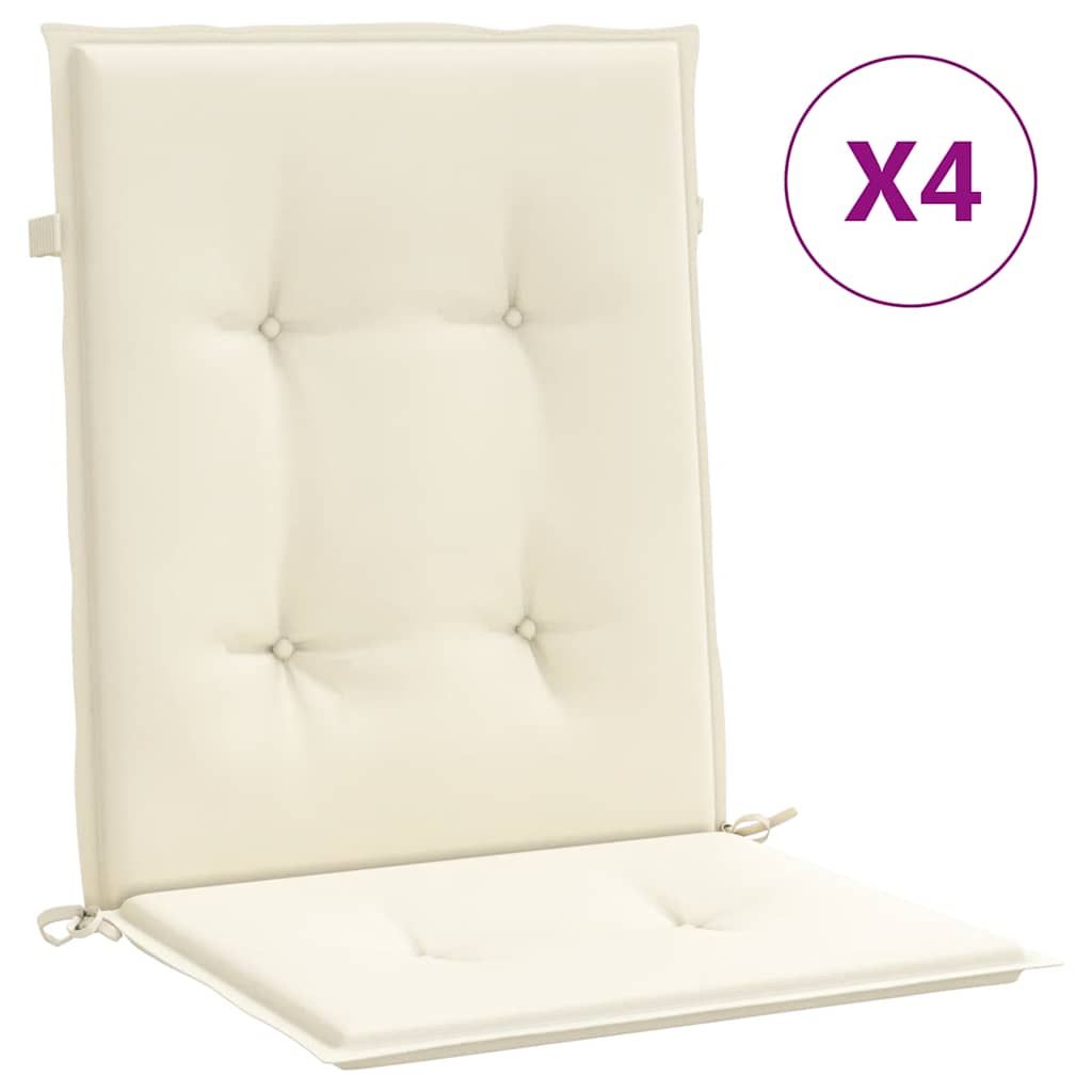 vidaXL Garden Lowback Chair Cushions 4 pcs Cream 100x50x2 cm Oxford Fabric