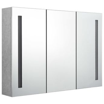 vidaXL LED Bathroom Mirror Cabinet Concrete Gray 35"x5.5"x24.4"
