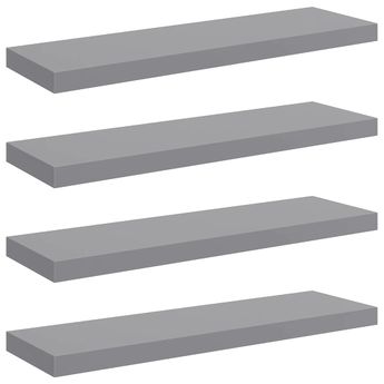 vidaXL Floating Wall Shelves 4 pcs Grey 80x23.5x3.8 cm MDF