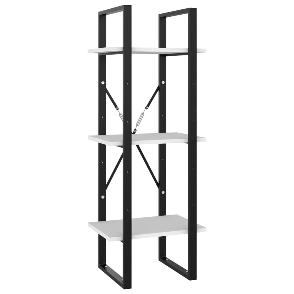 vidaXL 3-Tier Book Cabinet White 15.7"x11.8"x41.3" Engineered Wood