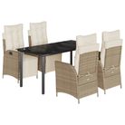 vidaXL 5 Piece Garden Dining Set with Cushions Beige Poly Rattan